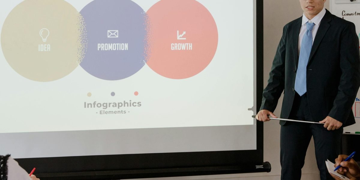 A startup founder presenting their ideas and business plan to a group of potential investors.