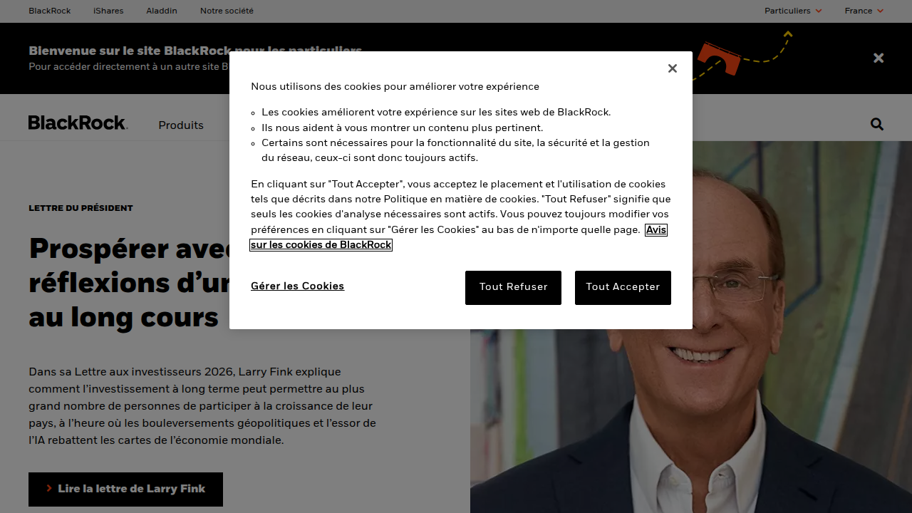 BlackRock's official website, representing one of the largest asset managers globally.