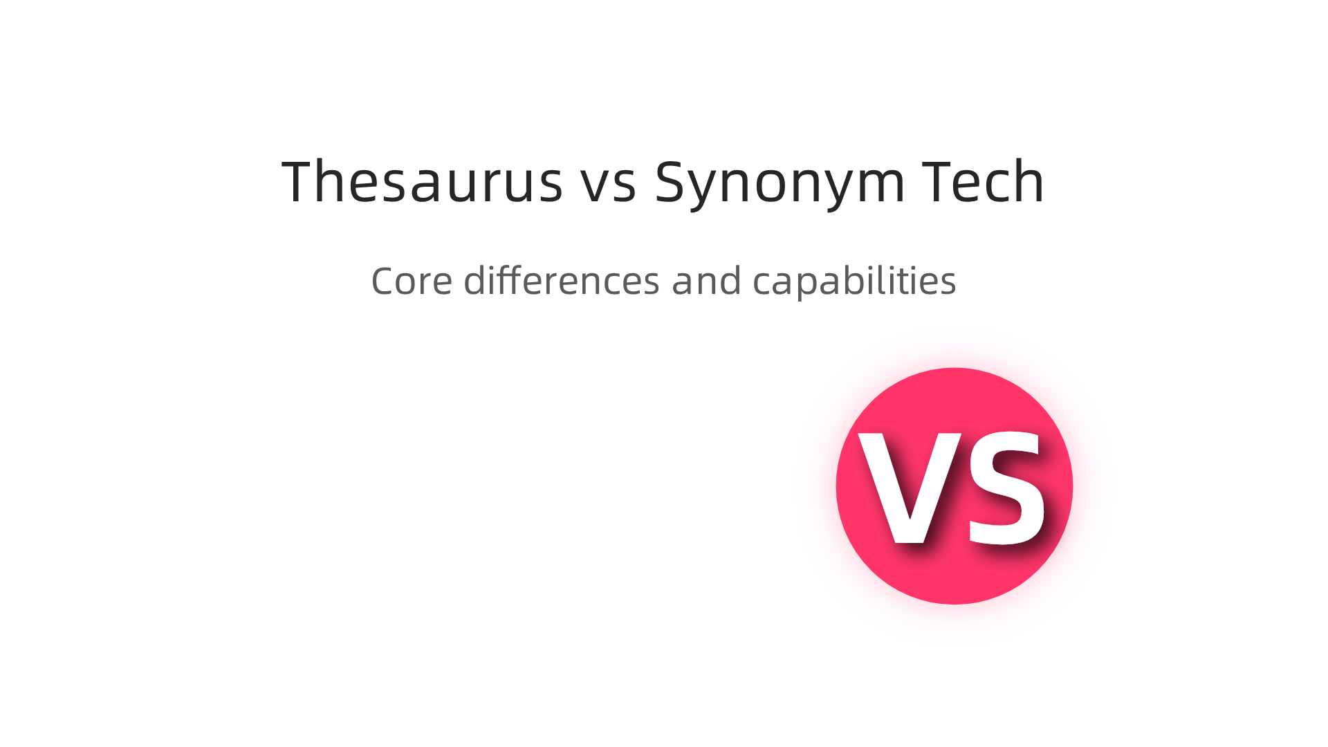 A comparison highlighting the fundamental differences between a traditional thesaurus and modern synonym technology.