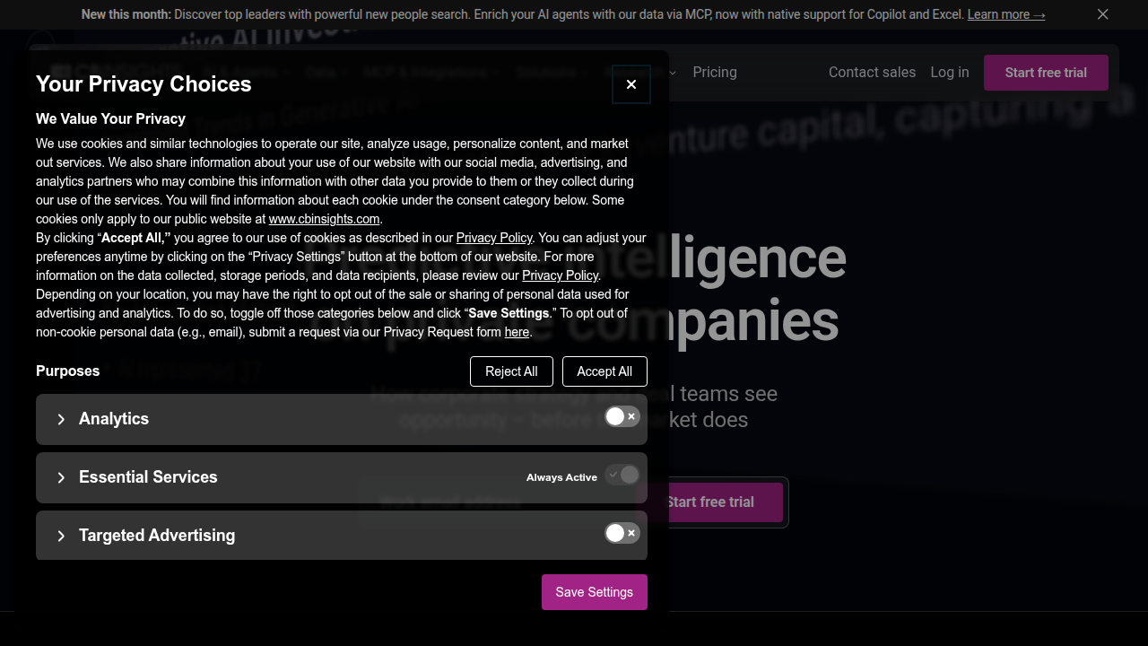 A glimpse at CB Insights, a leading platform for business intelligence on private companies, startups, and venture capital.