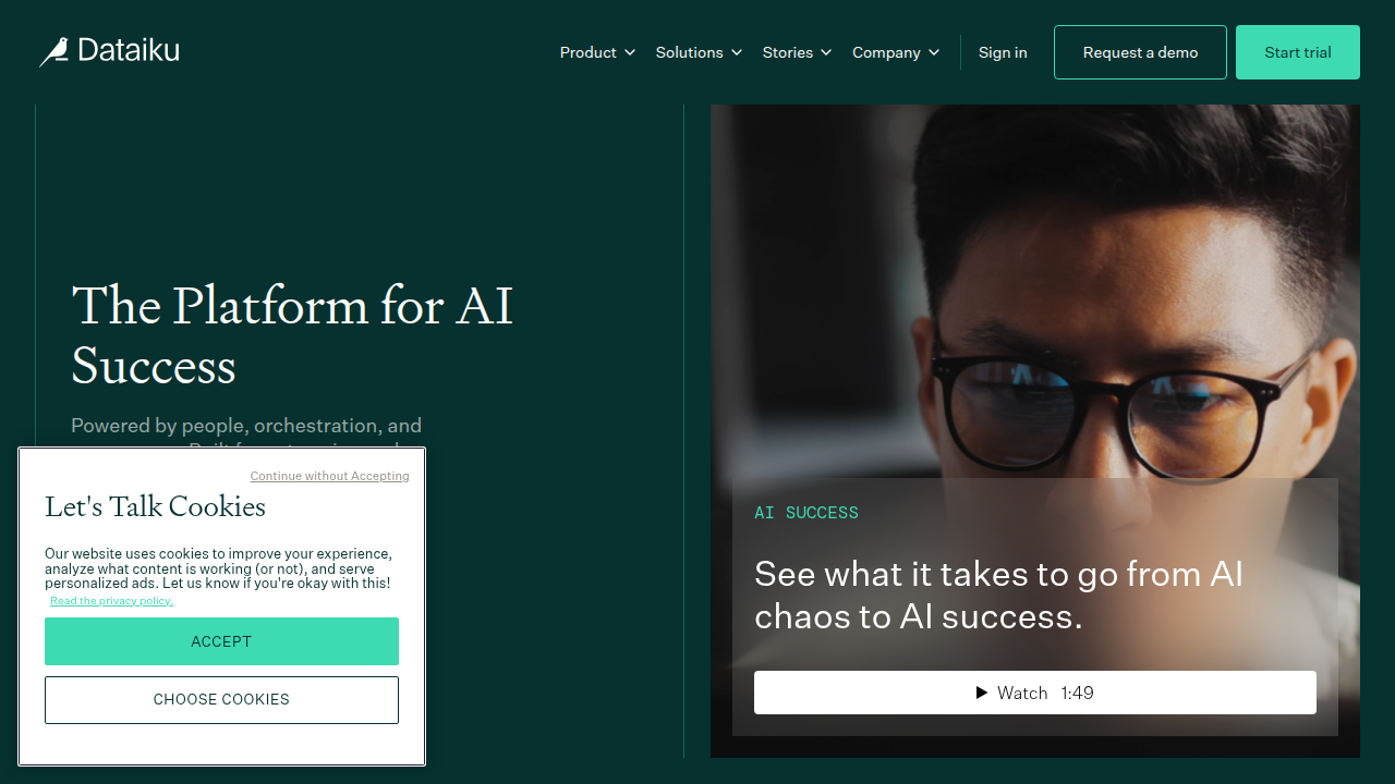 Dataiku offers an enterprise-grade platform for data science, machine learning, and AI application development.