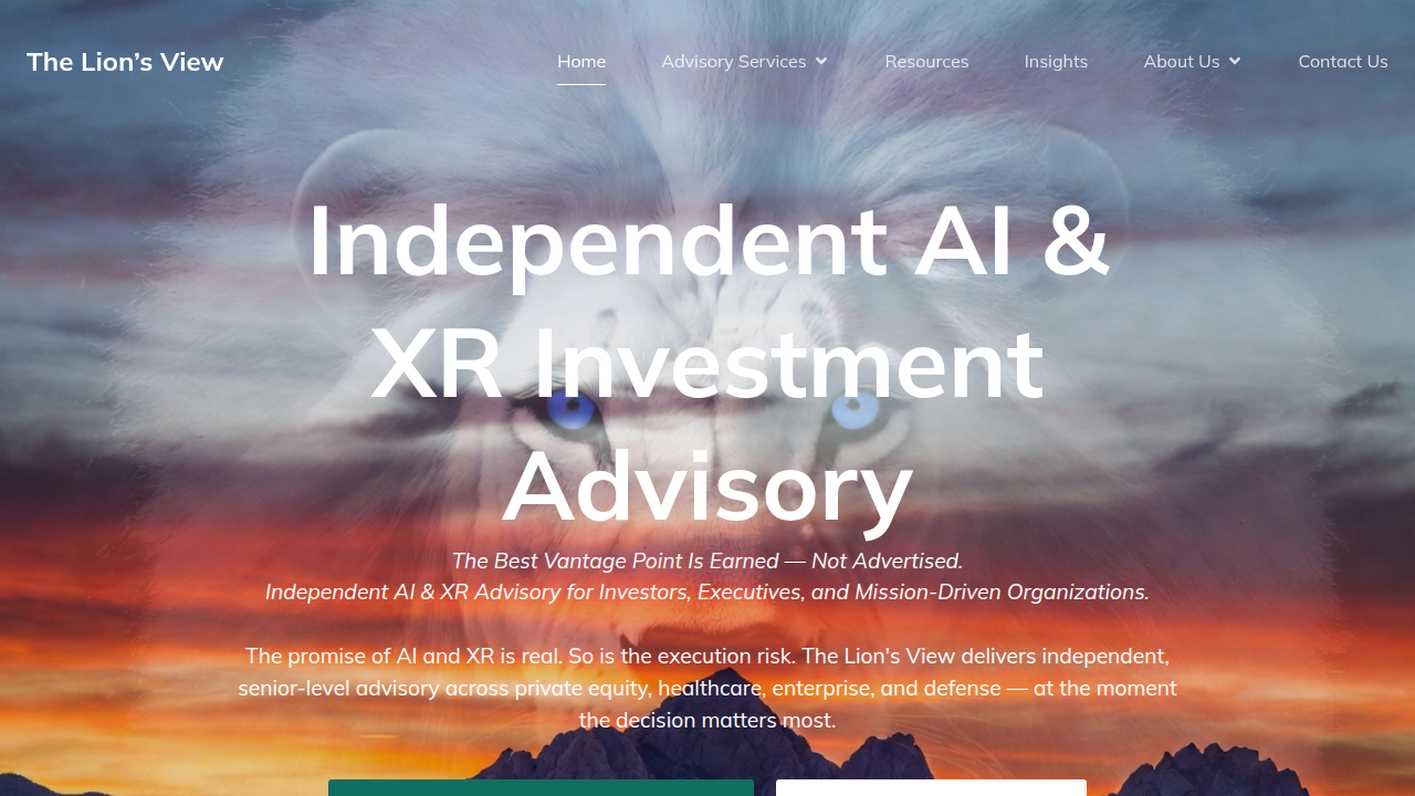 A screenshot of The Lion's View website, featuring resources on AI due diligence checklists crucial for private equity firms and investors.