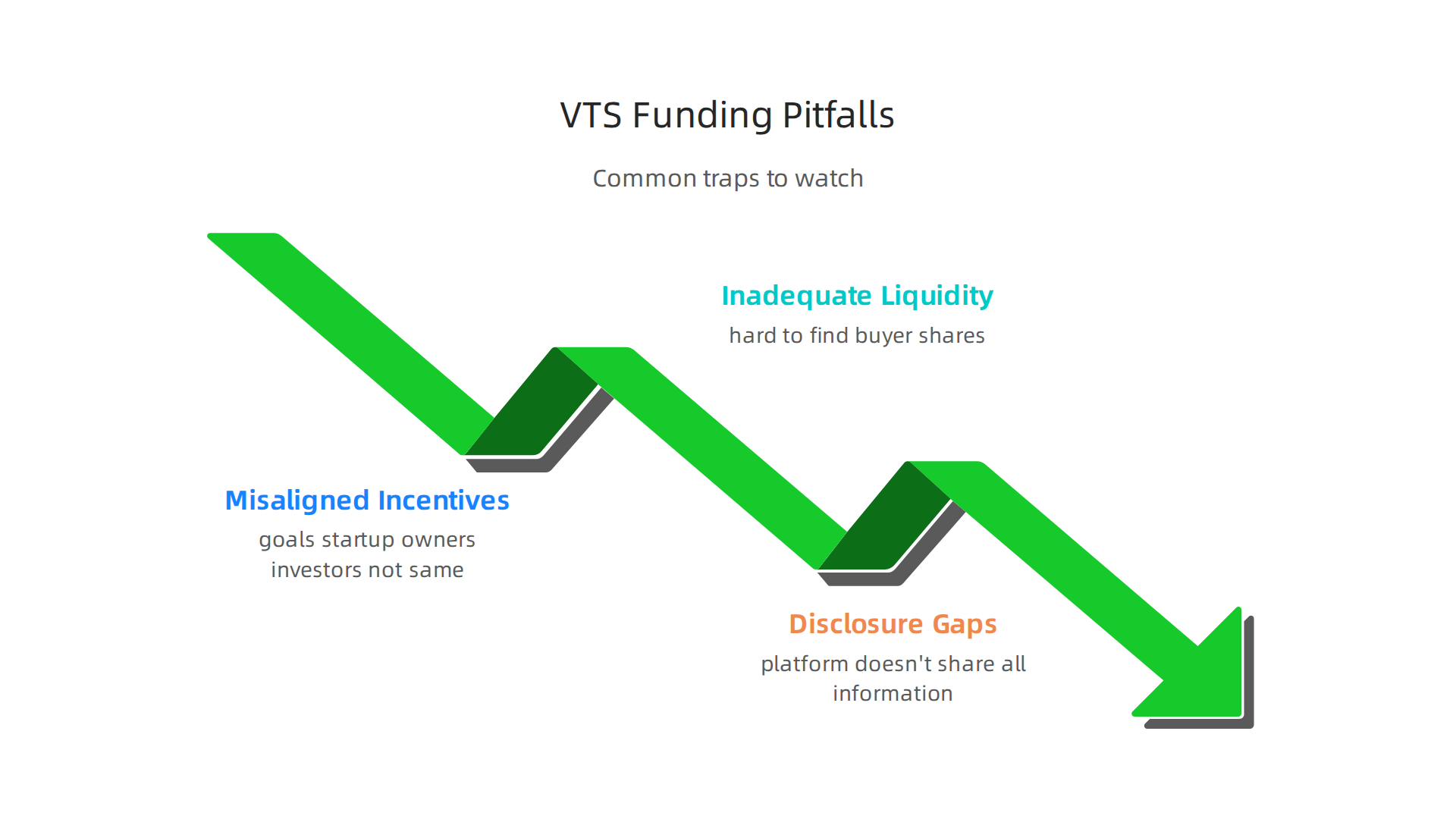 An infographic outlining the common challenges and pitfalls associated with VTS funding.