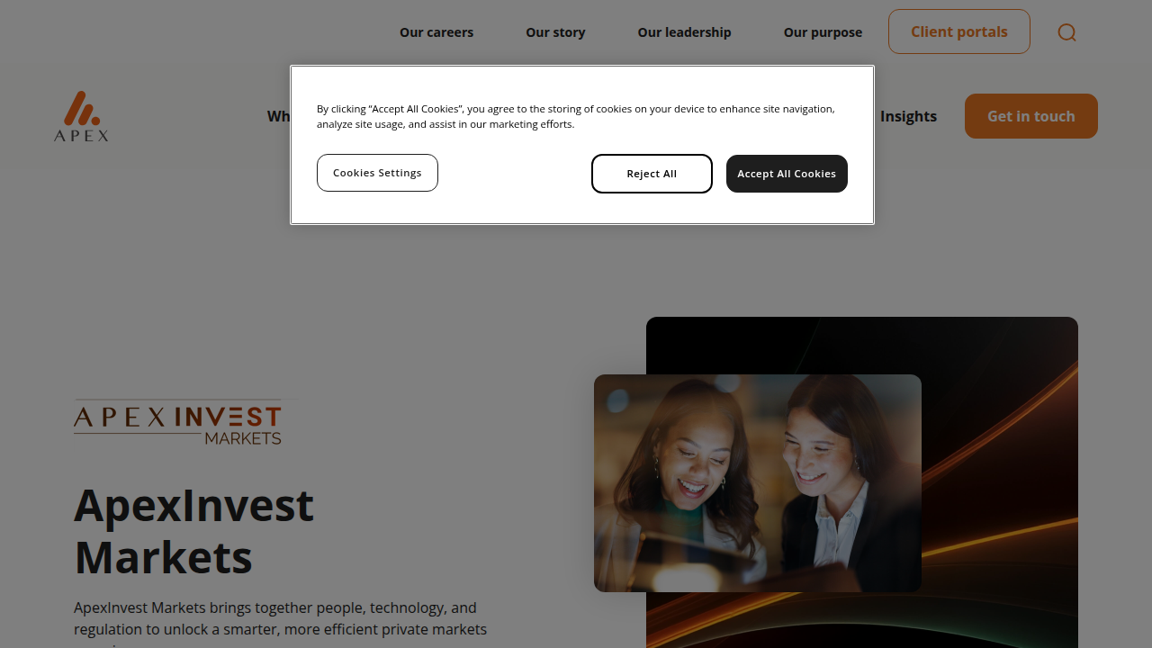 The ApexInvest Markets platform, demonstrating a technology-driven approach for investors to discover private market opportunities.