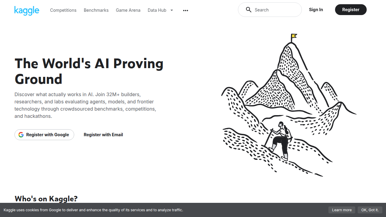 Screenshot of Kaggle's platform, a popular resource for datasets and machine learning competitions.