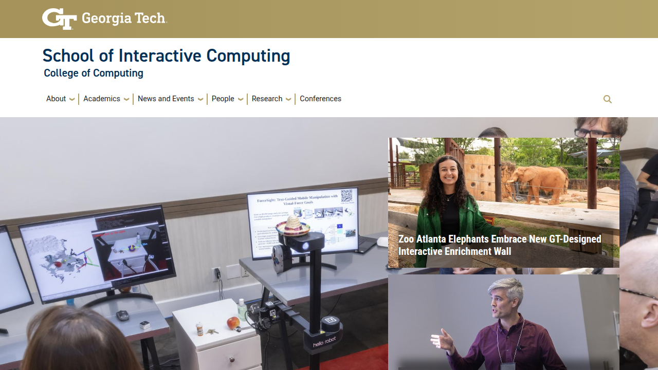 Screenshot of the Georgia Tech School of Interactive Computing website, a resource for AI reading lists.