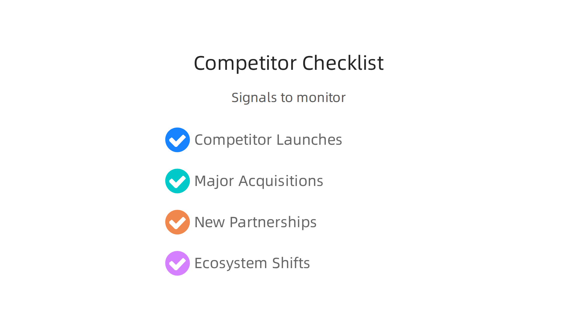 A checklist for founders and investors to stay informed about critical market shifts.